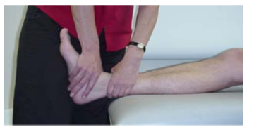 Figura 20: Glide posterior do tálus do Conceito Maitland. Fonte: Loudon JK et al., 2014.