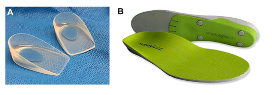 Figura 25: Palmilhas e calcanheiras indicadas para pacientes com FP. Fonte: Latt LD. et al., 2020.