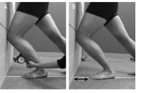 Figura 12: Teste de Lunge para mensuração de dorsiflexão. Fonte: Kang M et al. Association of Ankle Kinematics and Performance on the Y-Balance Test With Inclinometer Measurements on the Weight-Bearing-Lunge Test. Journal of Sport Rehabilitation, 2015, 24, 62-67